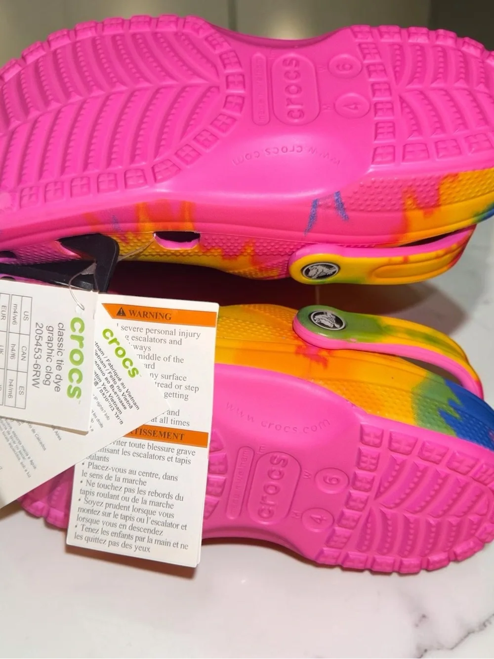 Crocs Tie-Dye Clog Sandals - Pink/Yellow/Blue